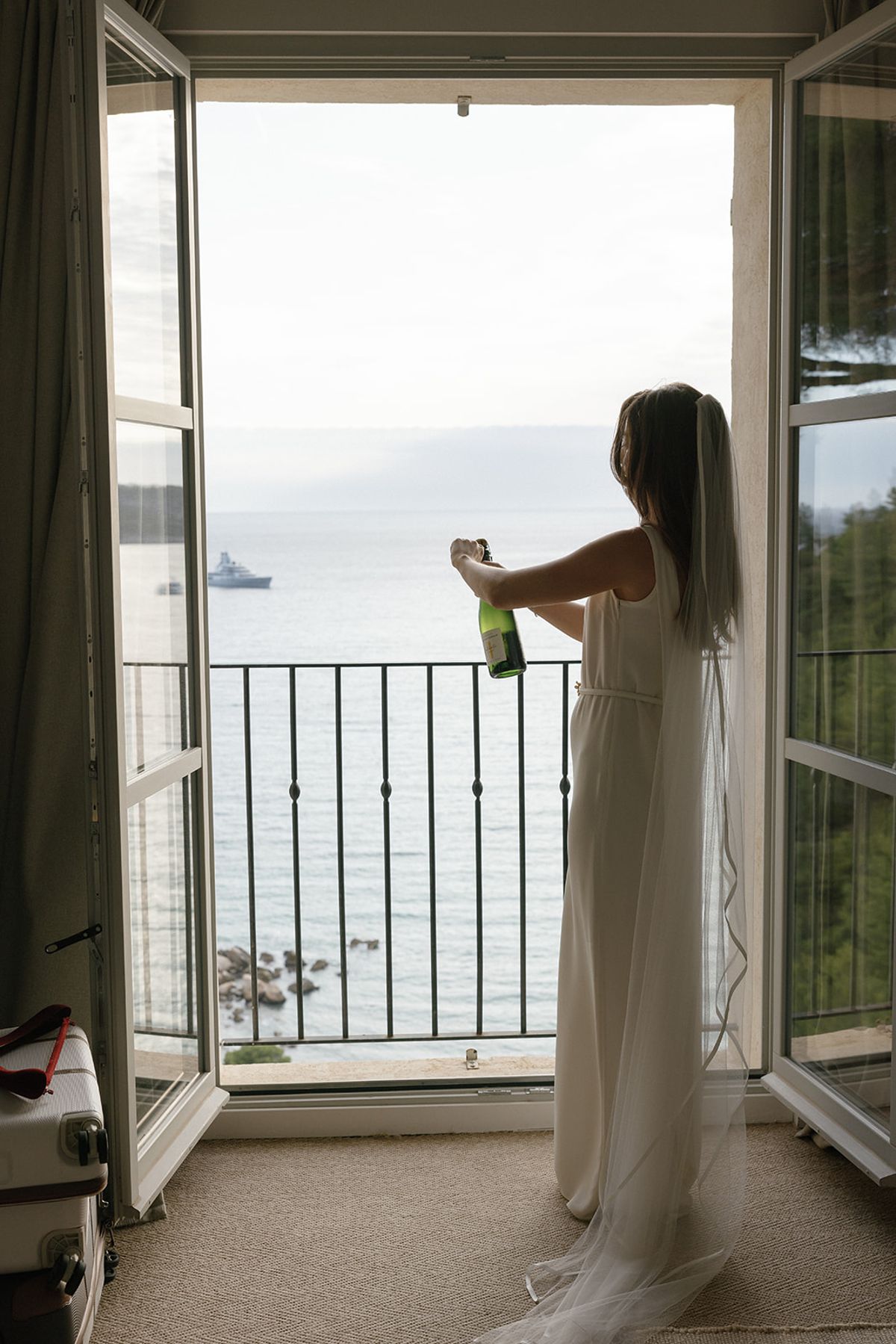 Bella and Jonny on the terraces overlooking the Mediterranean at Domaine de Canaille, Cassis