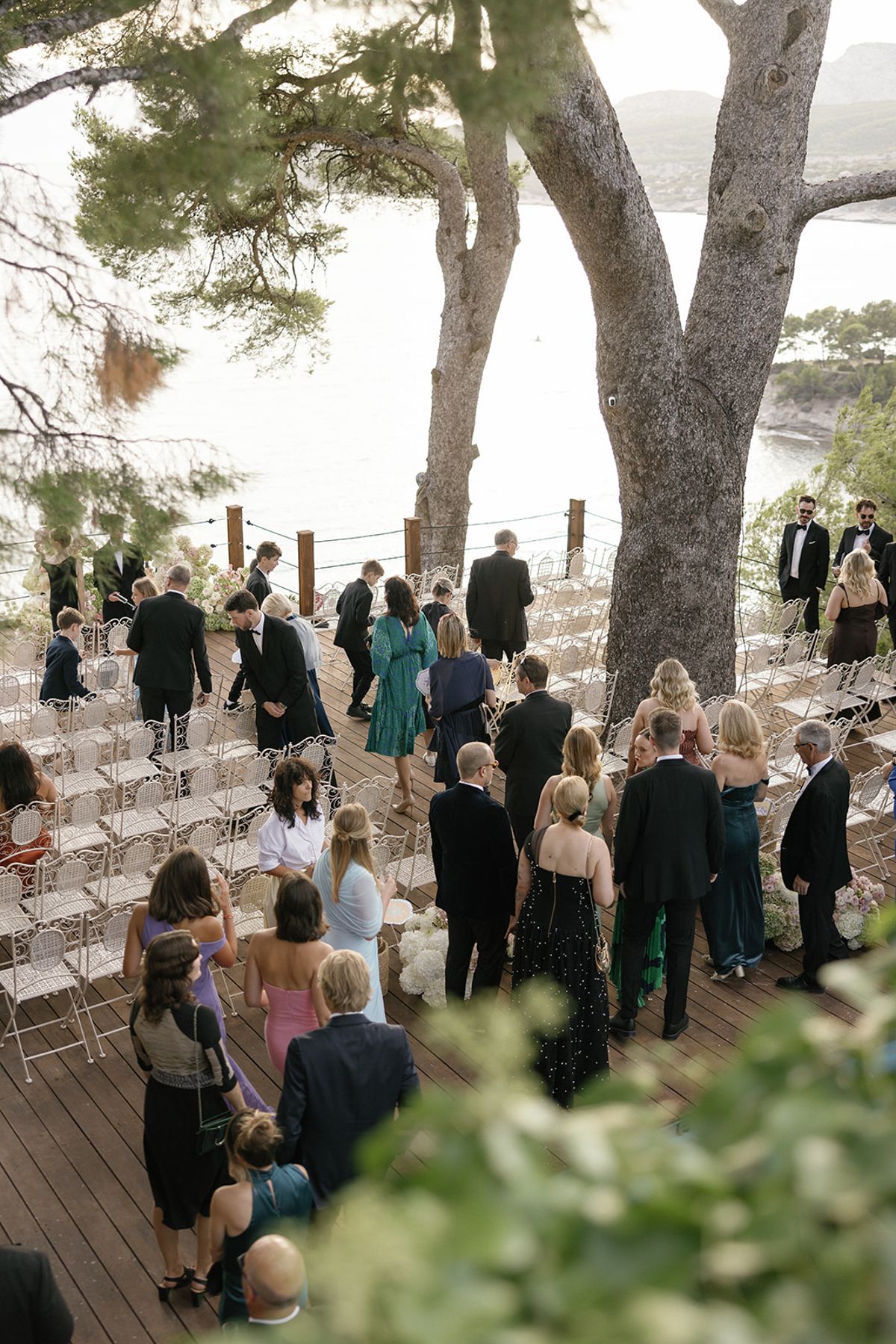 Bella and Jonny’s ceremony on the sea-deck terrace at Domaine de Canaille, Cassis