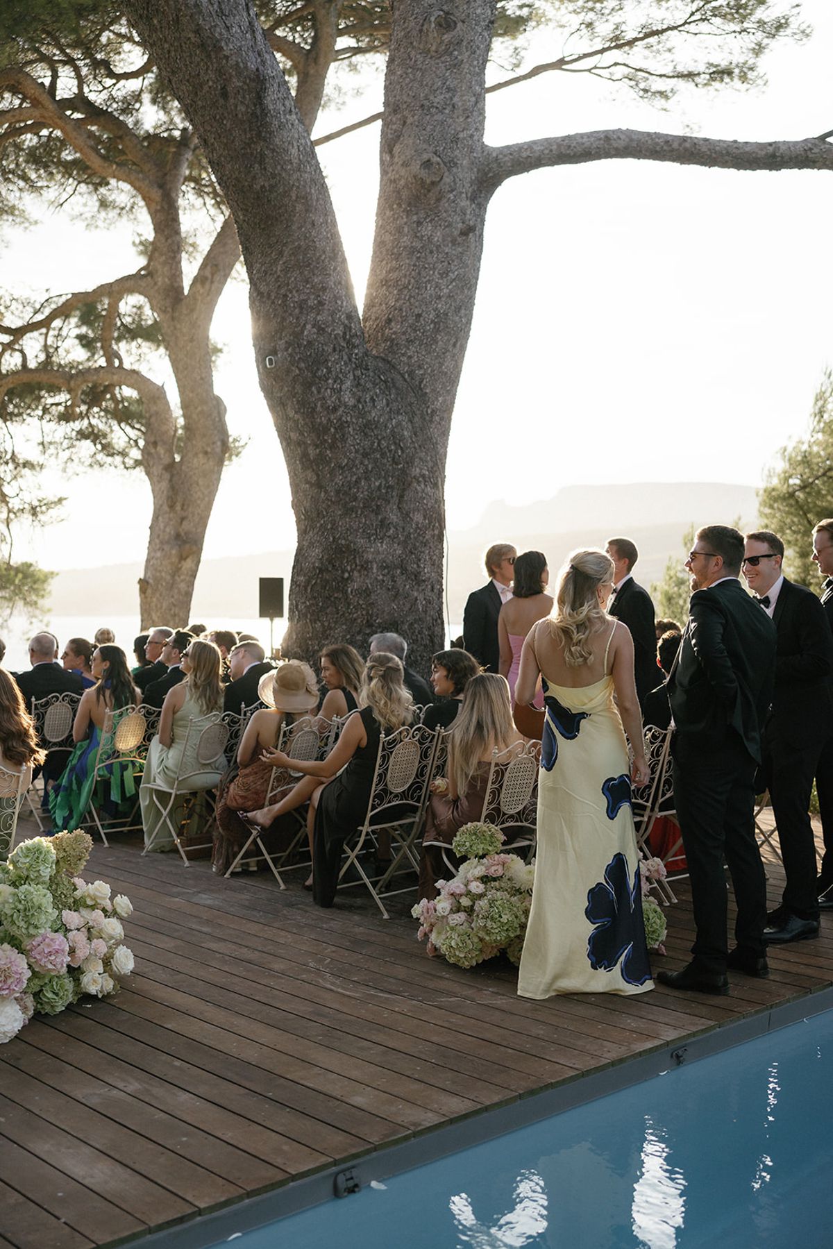 Bella and Jonny’s ceremony on the sea-deck terrace at Domaine de Canaille, Cassis