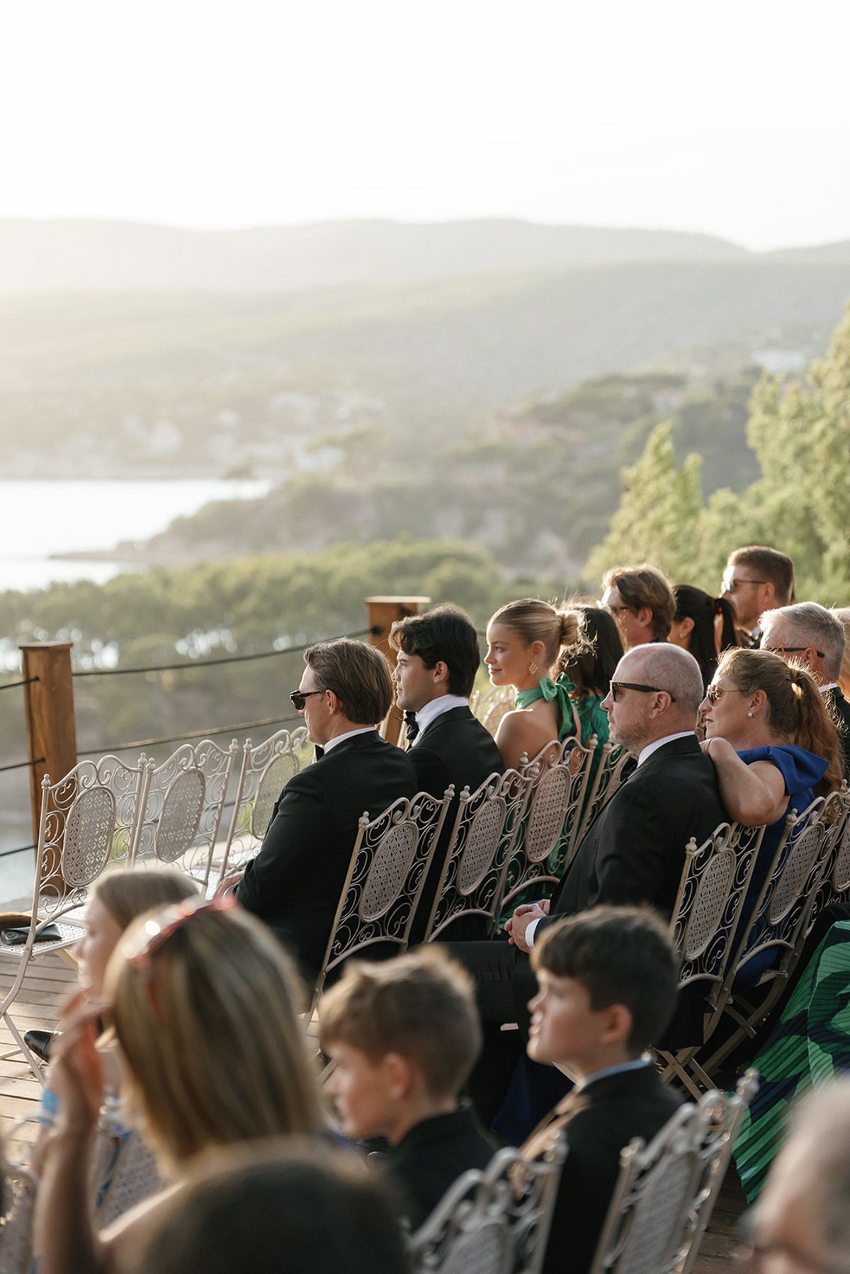 Bella and Jonny’s ceremony on the sea-deck terrace at Domaine de Canaille, Cassis