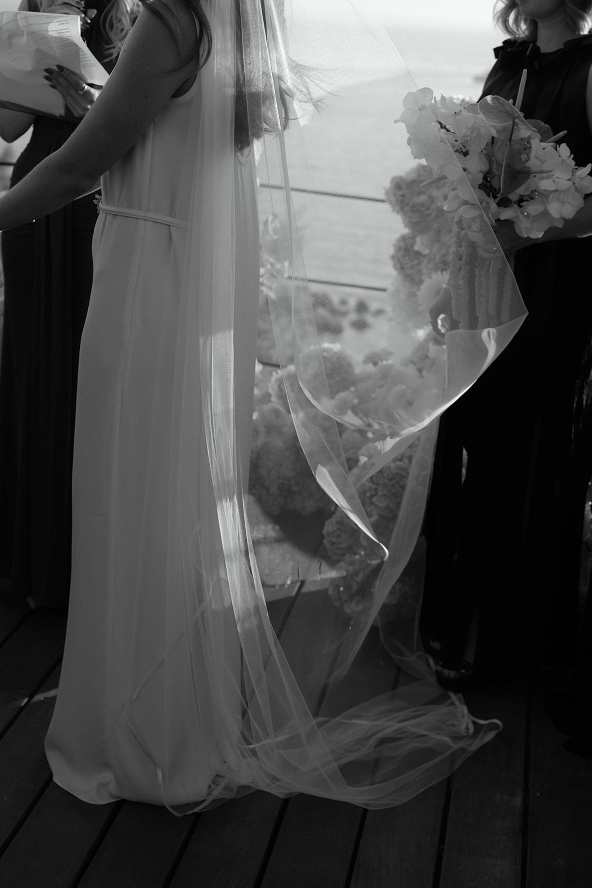 Bella and Jonny’s ceremony on the sea-deck terrace at Domaine de Canaille, Cassis