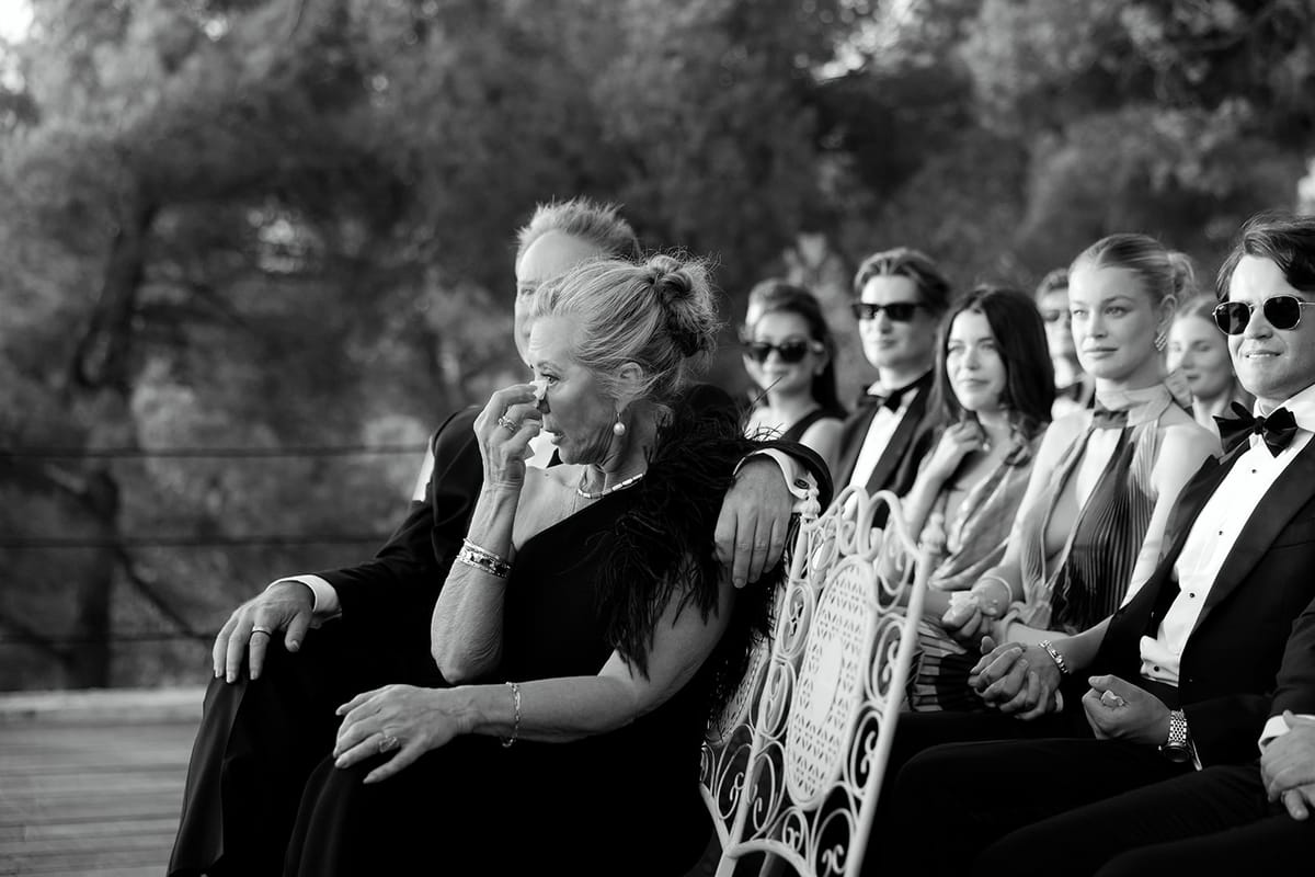 Bella and Jonny’s ceremony on the sea-deck terrace at Domaine de Canaille, Cassis