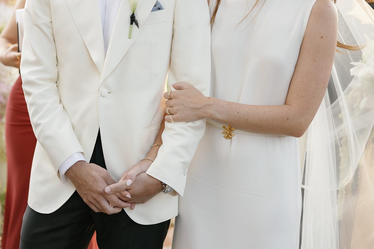 Bella and Jonny’s ceremony on the sea-deck terrace at Domaine de Canaille, Cassis