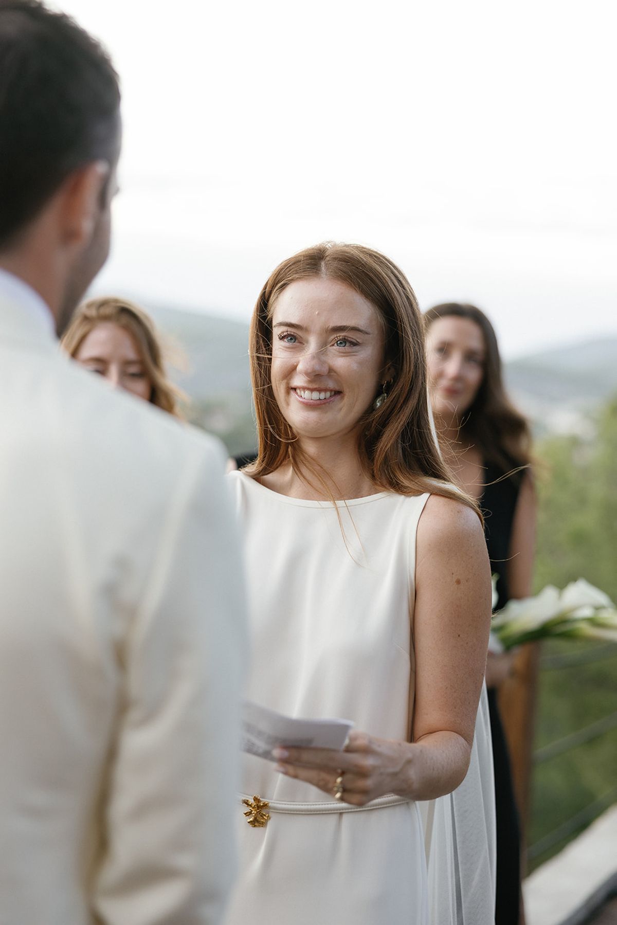 Bella and Jonny’s ceremony on the sea-deck terrace at Domaine de Canaille, Cassis