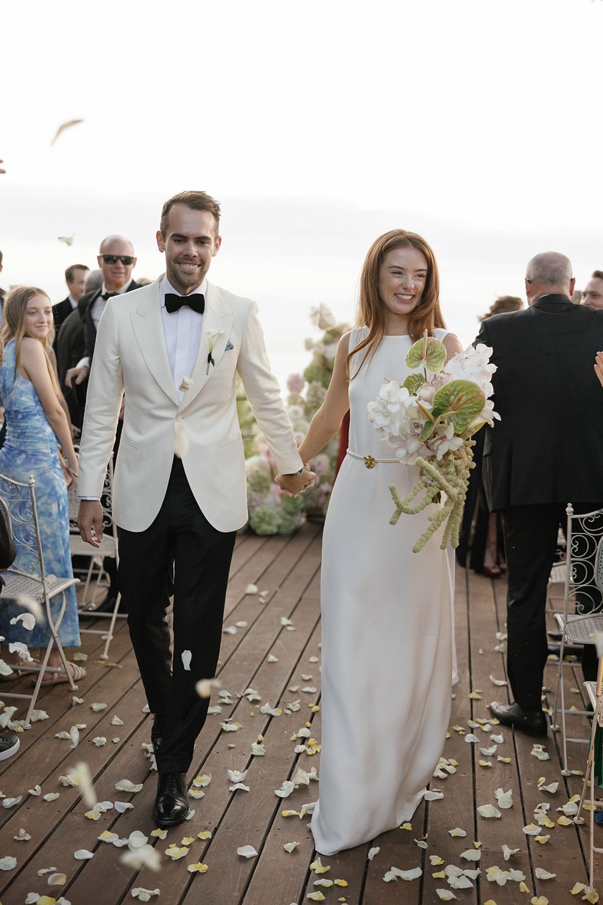 Bella and Jonny’s ceremony on the sea-deck terrace at Domaine de Canaille, Cassis