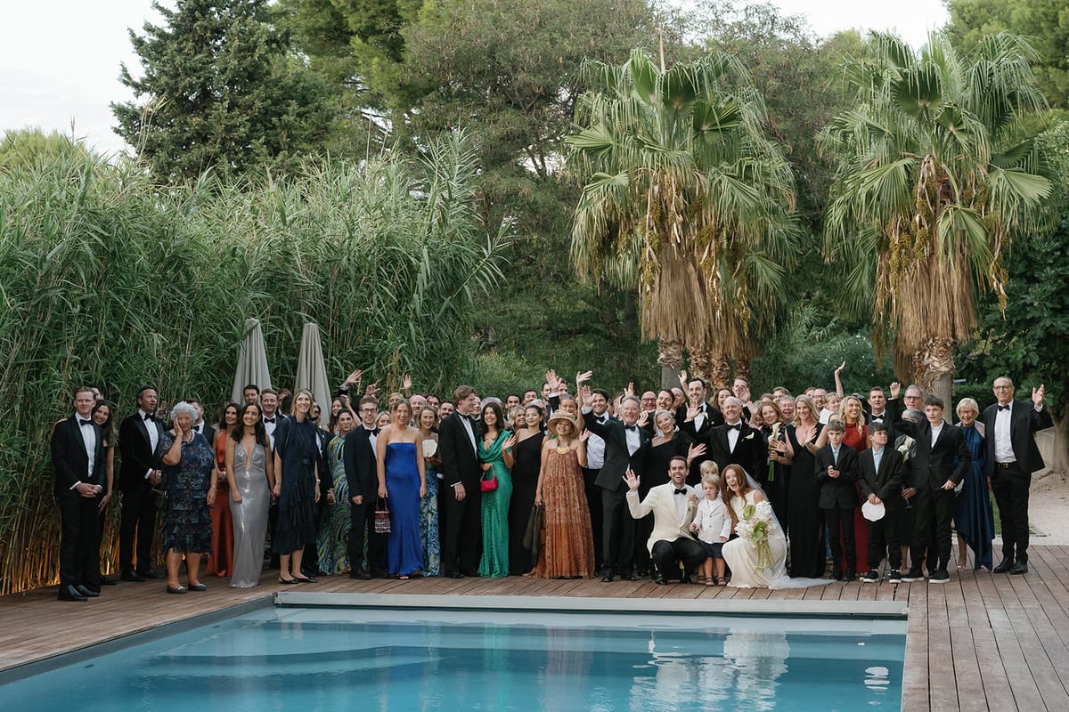Bella and Jonny’s ceremony on the sea-deck terrace at Domaine de Canaille, Cassis