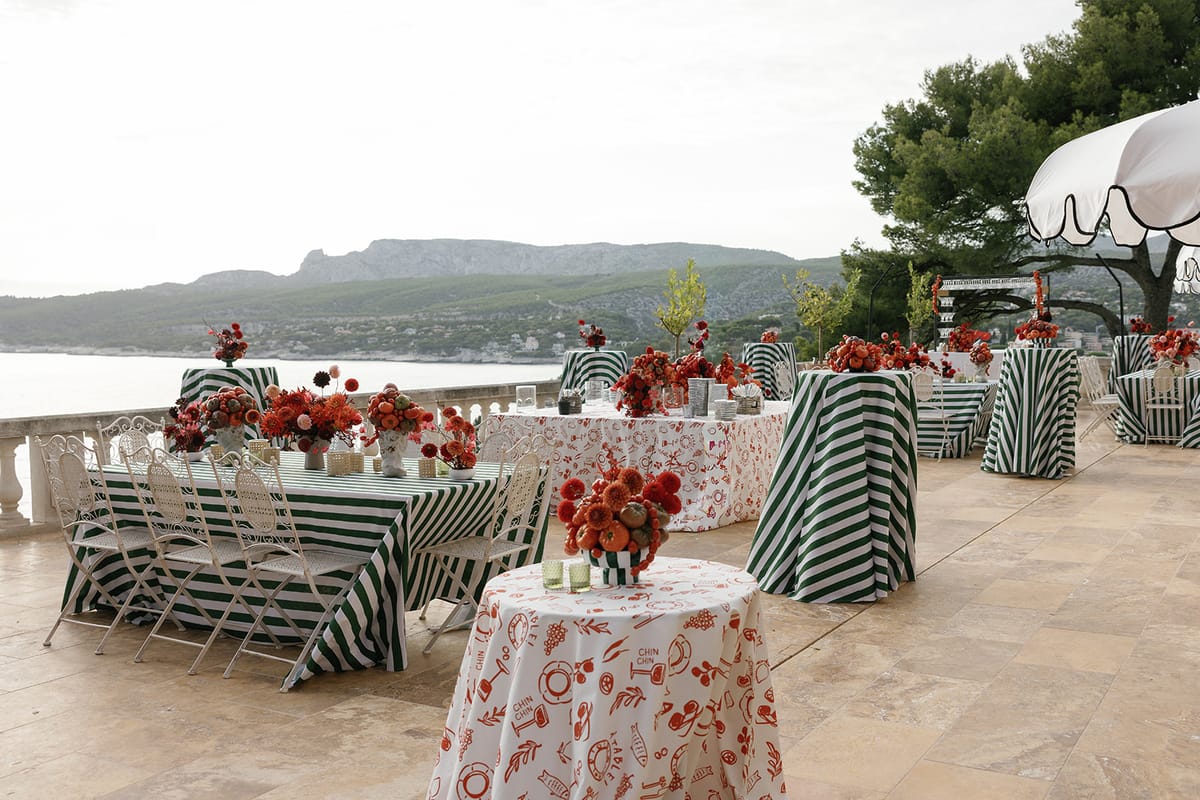 The wedding dinner overlooking the Mediterranean at Domaine de Canaille, Cassis