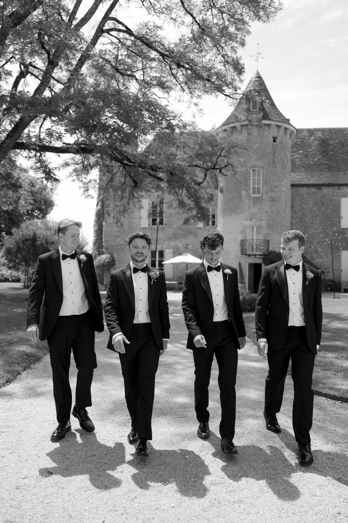 Amy and Oscar's wedding party at Chateau de Cazenac in the Dordogne