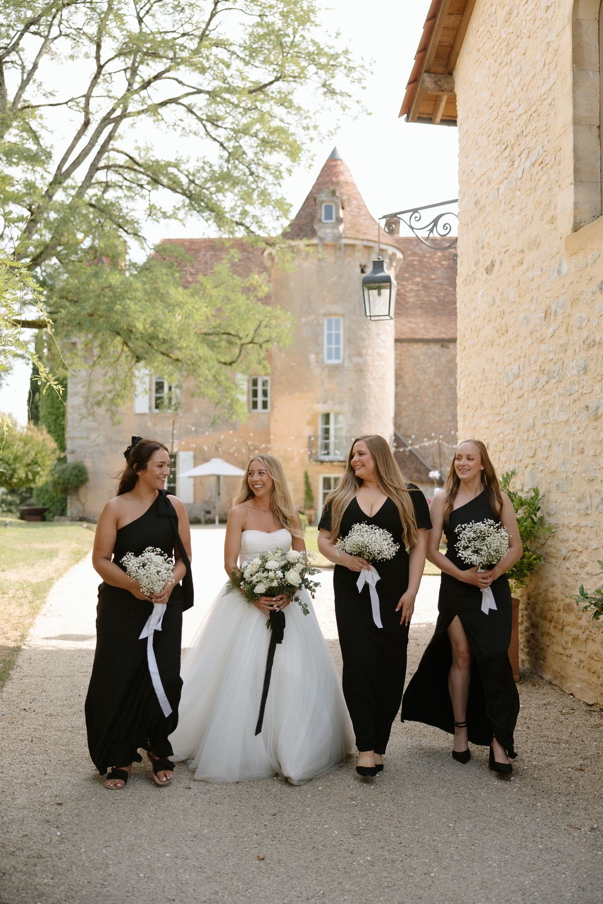 Amy and Oscar's wedding party at Chateau de Cazenac in the Dordogne