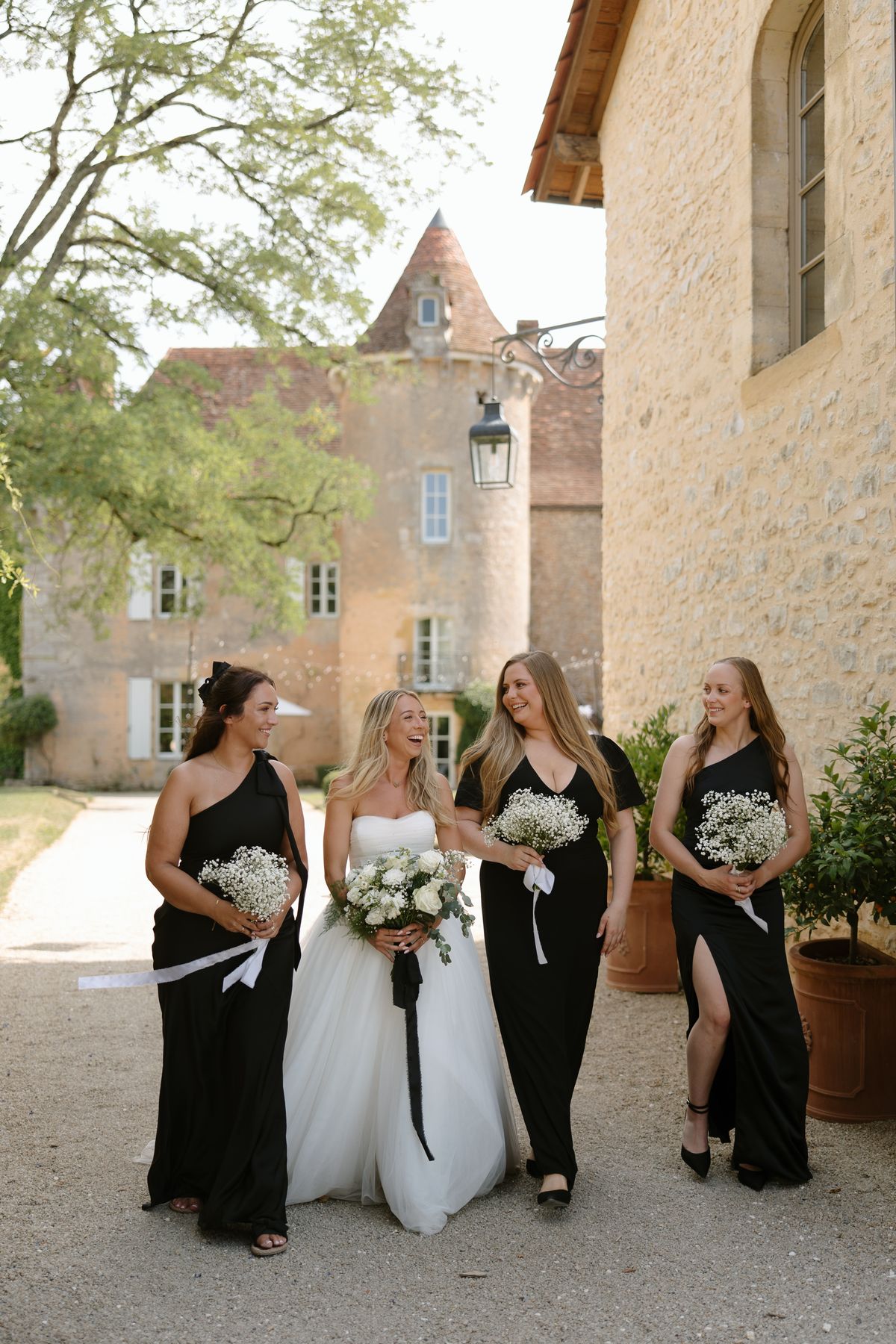 Amy and Oscar's wedding party at Chateau de Cazenac in the Dordogne
