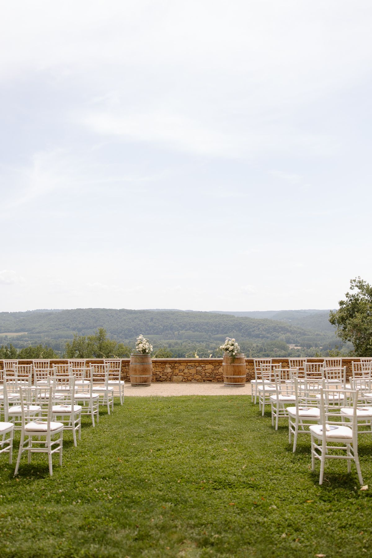 Amy and Oscar's outdoor ceremony on the garden terrace at Chateau de Cazenac in the Dordogne
