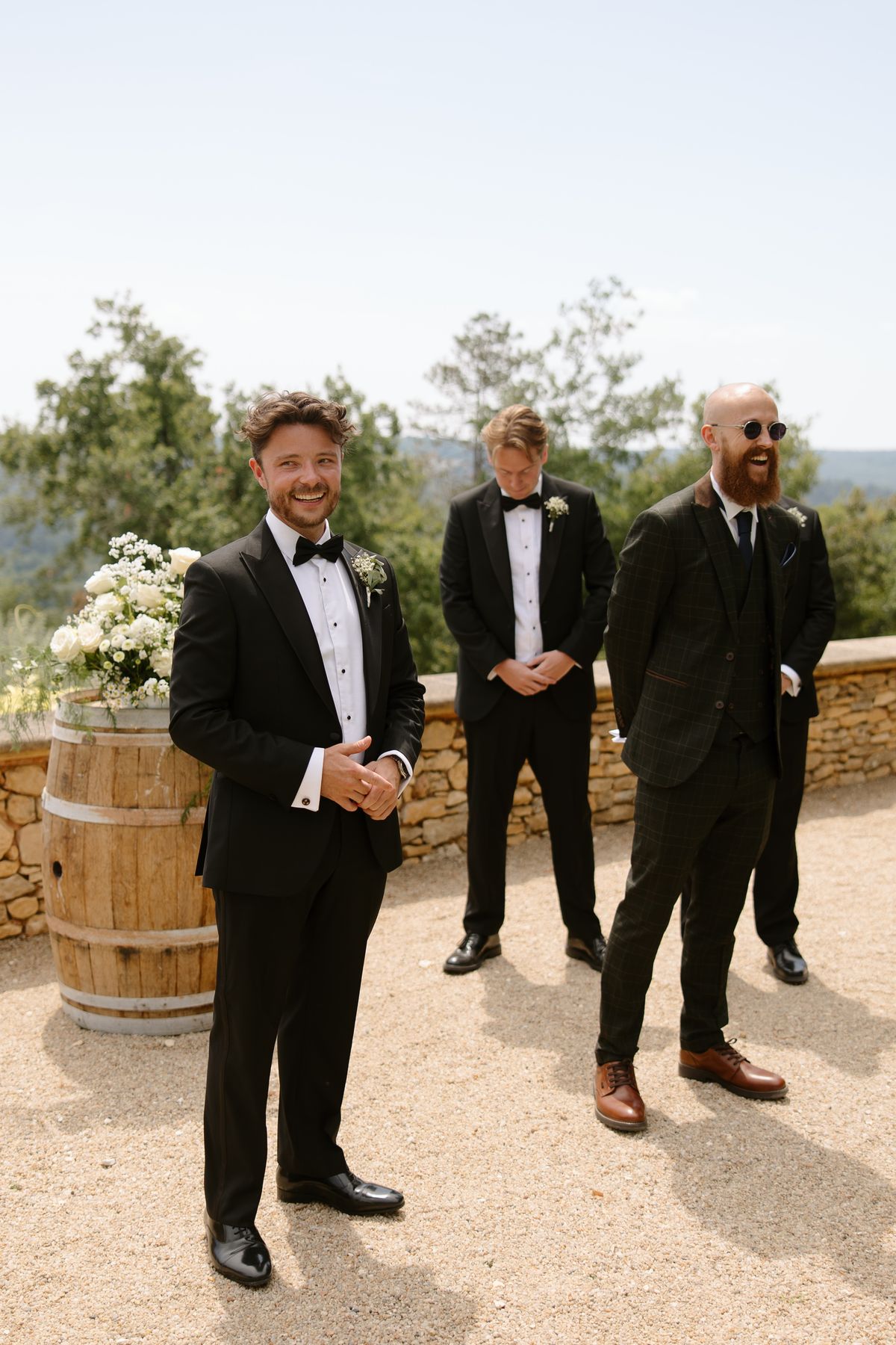 Amy and Oscar's outdoor ceremony on the garden terrace at Chateau de Cazenac in the Dordogne