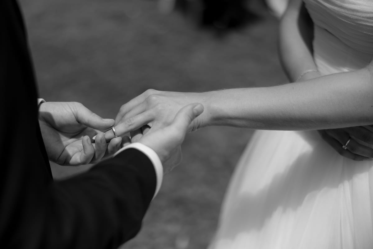 Amy and Oscar's outdoor ceremony on the garden terrace at Chateau de Cazenac in the Dordogne