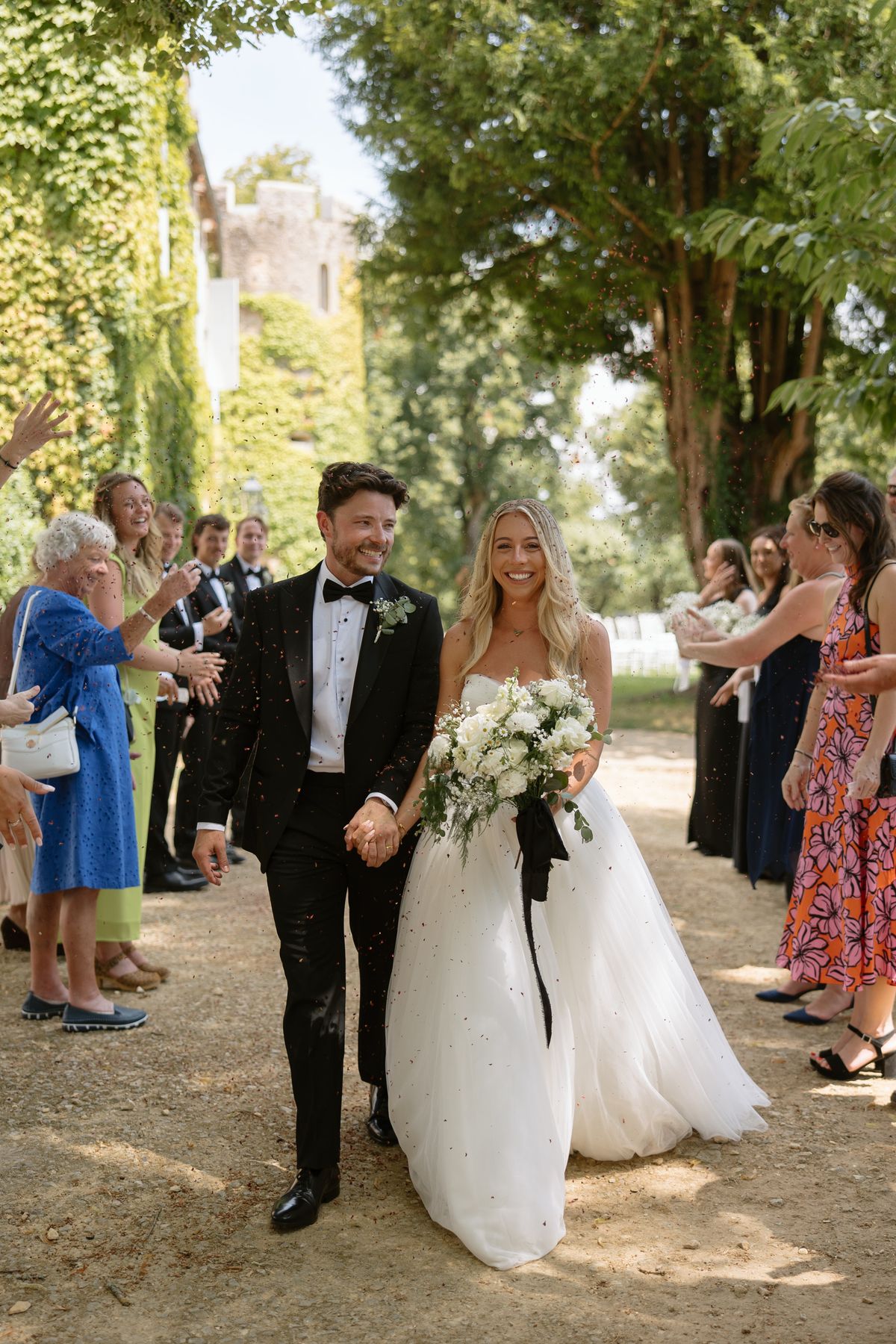 Amy and Oscar's outdoor ceremony on the garden terrace at Chateau de Cazenac in the Dordogne