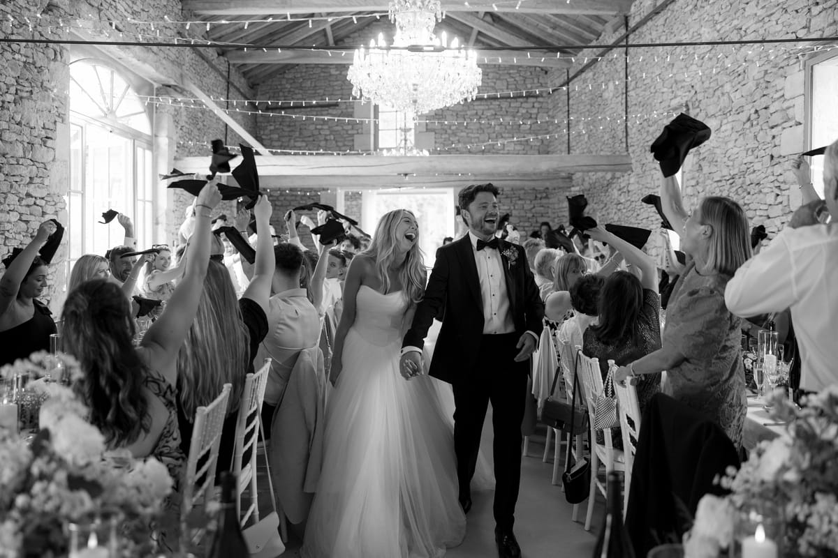 Amy and Oscar's barn reception at Chateau de Cazenac in the Dordogne