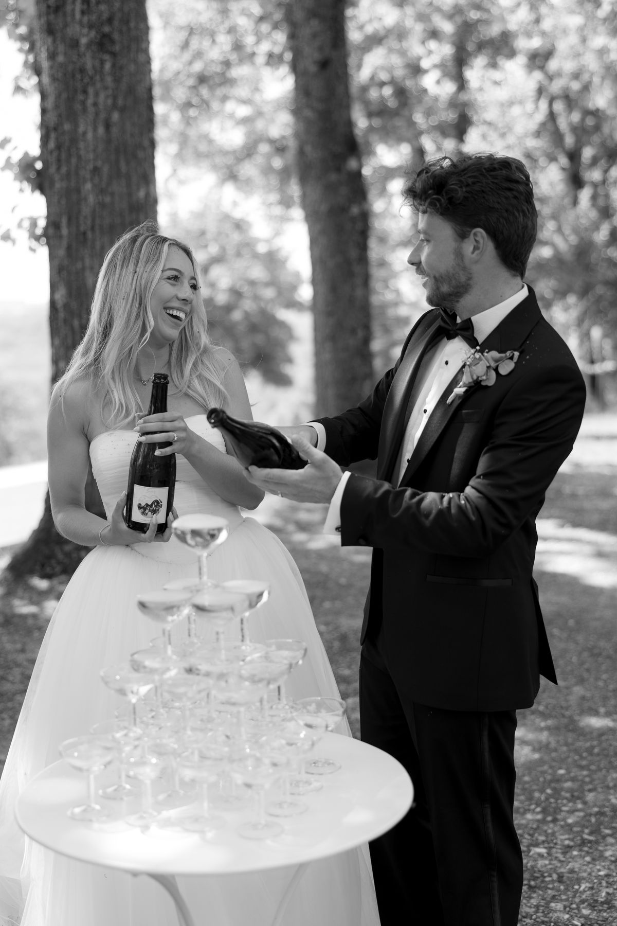 The vin d'honneur at Amy and Oscar's summer wedding at Chateau de Cazenac in the Dordogne