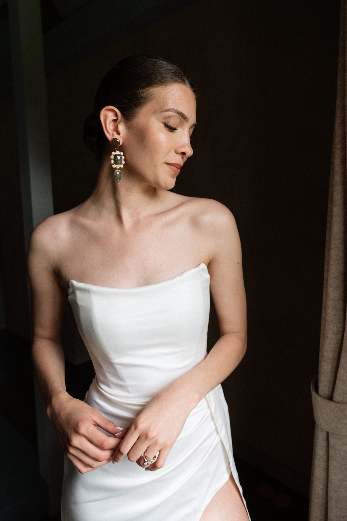 Old money styled shoot at Domaine le Mezo, Brittany, a bridal portrait