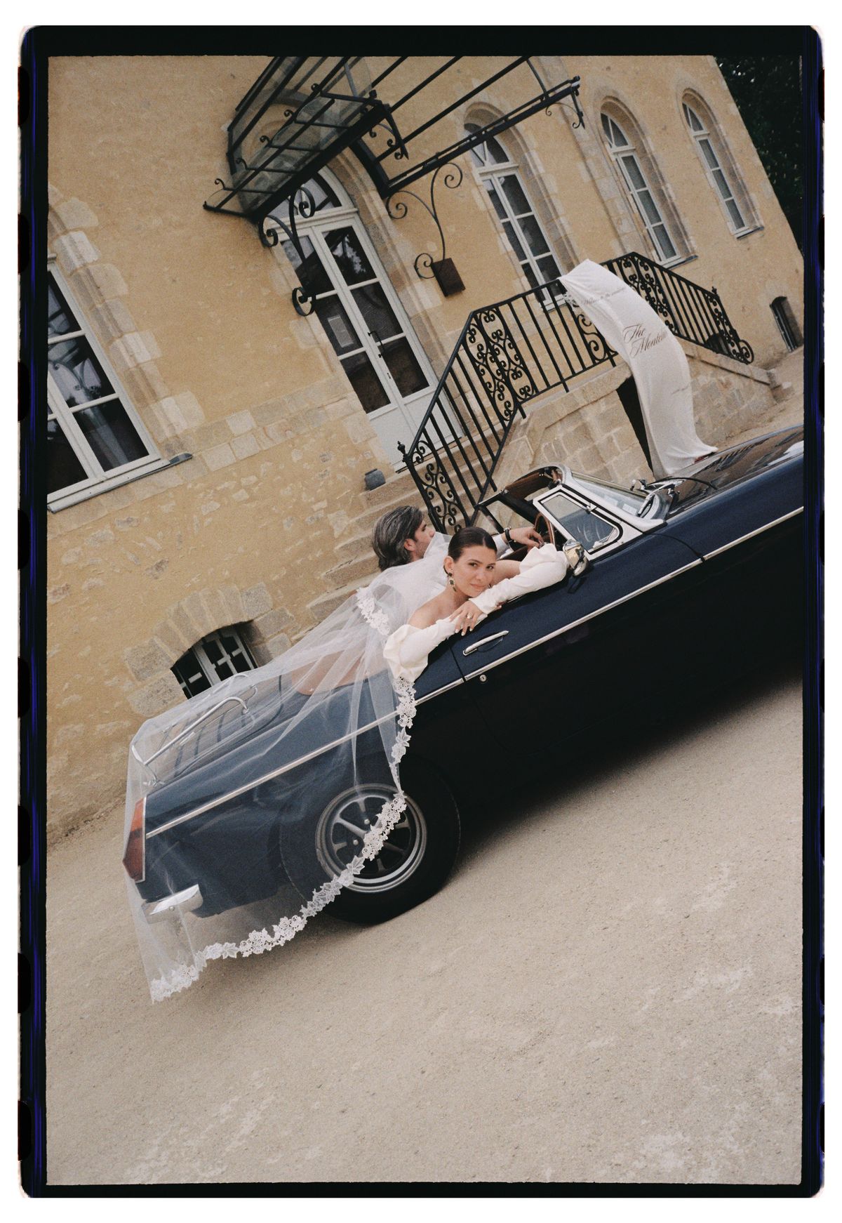 Old money styled shoot at Domaine le Mezo, Brittany, a bridal portrait