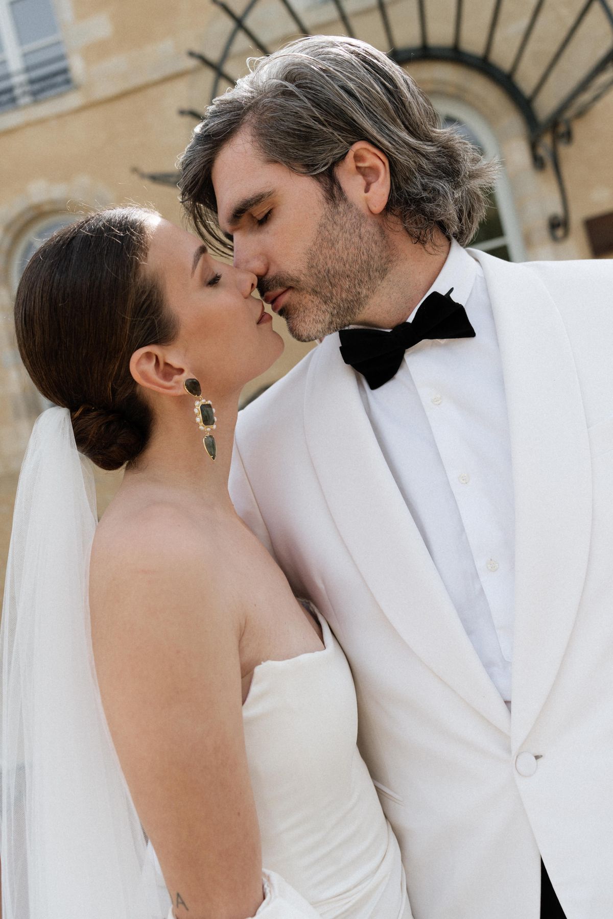 Old money styled shoot at Domaine le Mezo, Brittany, the couple