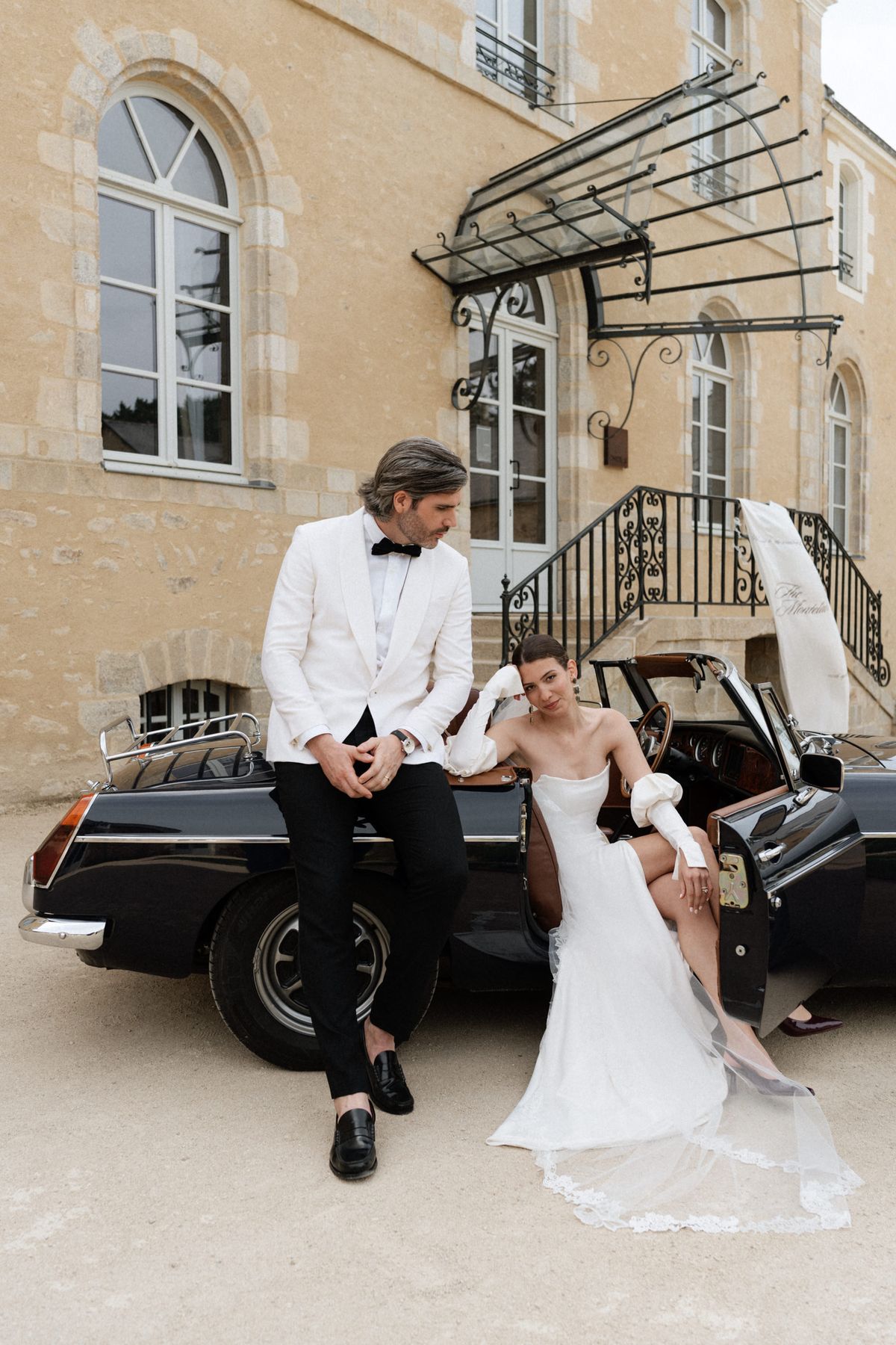 Old money styled shoot at Domaine le Mezo, Brittany, the couple