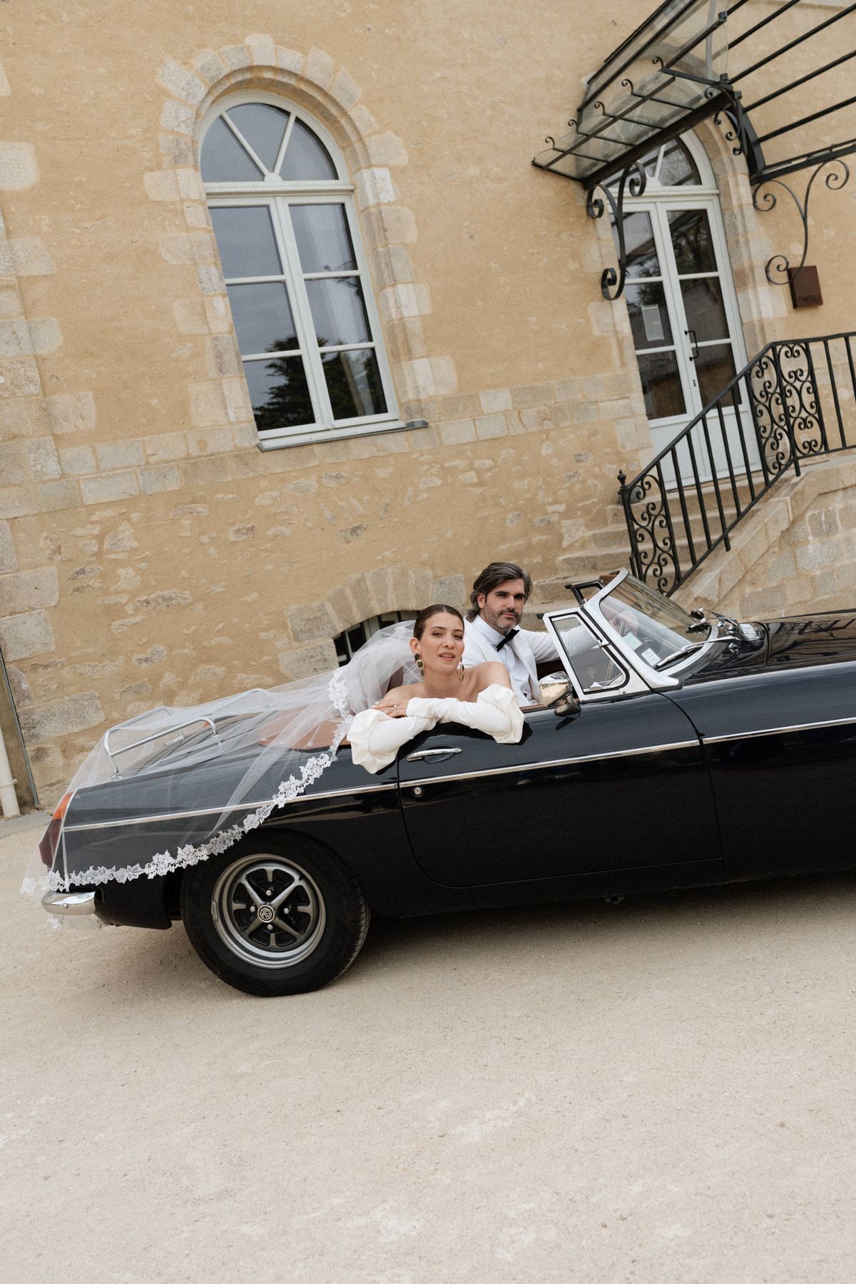 Old money styled shoot at Domaine le Mezo, Brittany, the couple