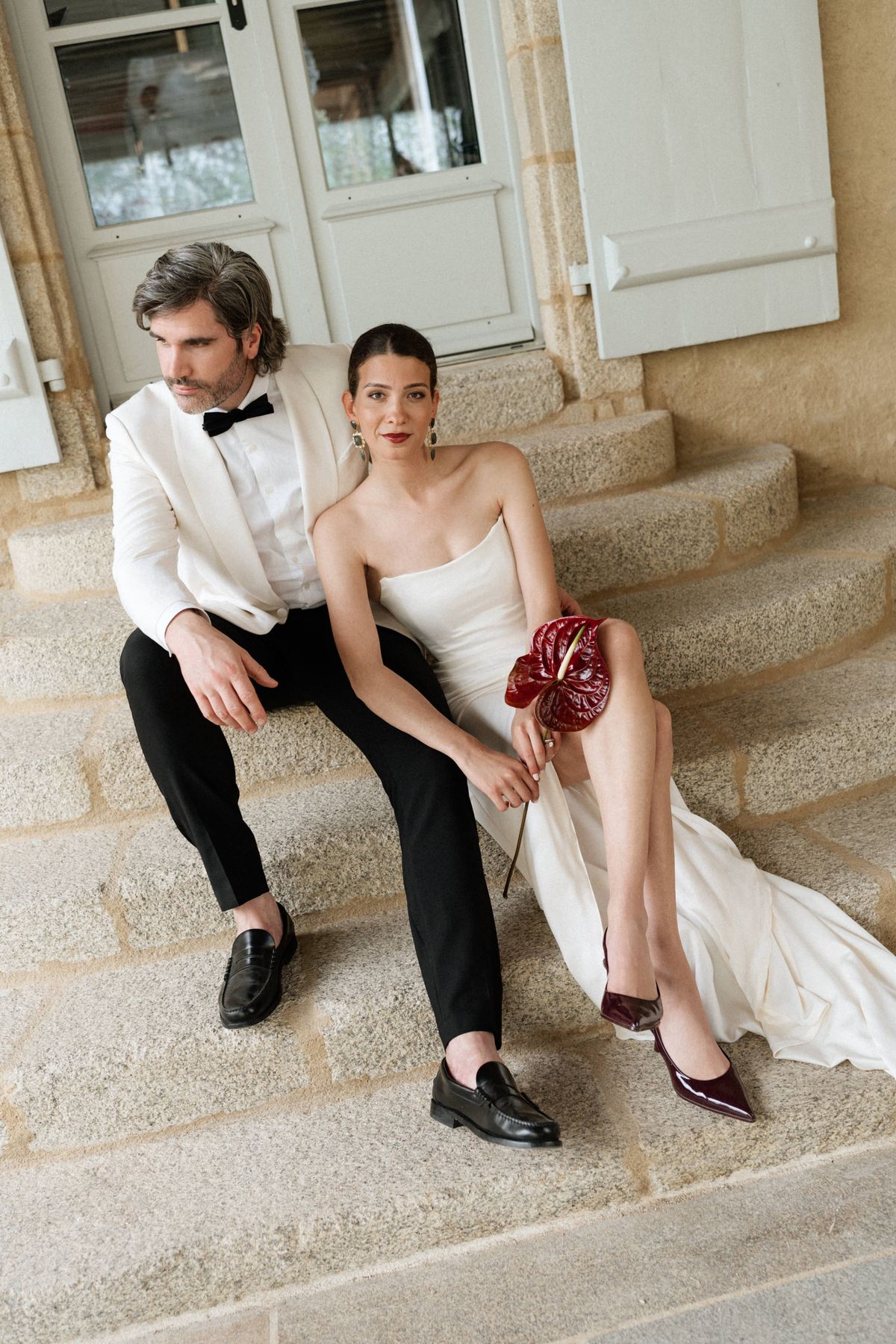 Old money styled shoot at Domaine le Mezo, Brittany, the couple