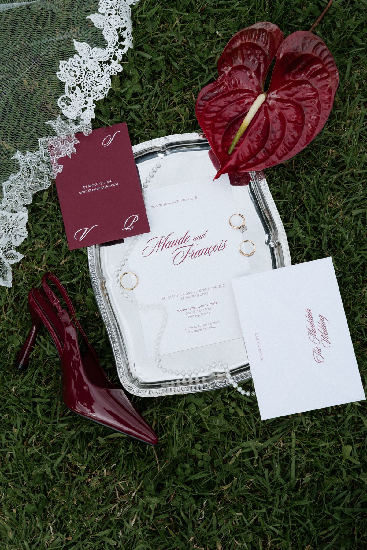 Old money styled shoot at Domaine le Mezo, Brittany, a flat lay of details