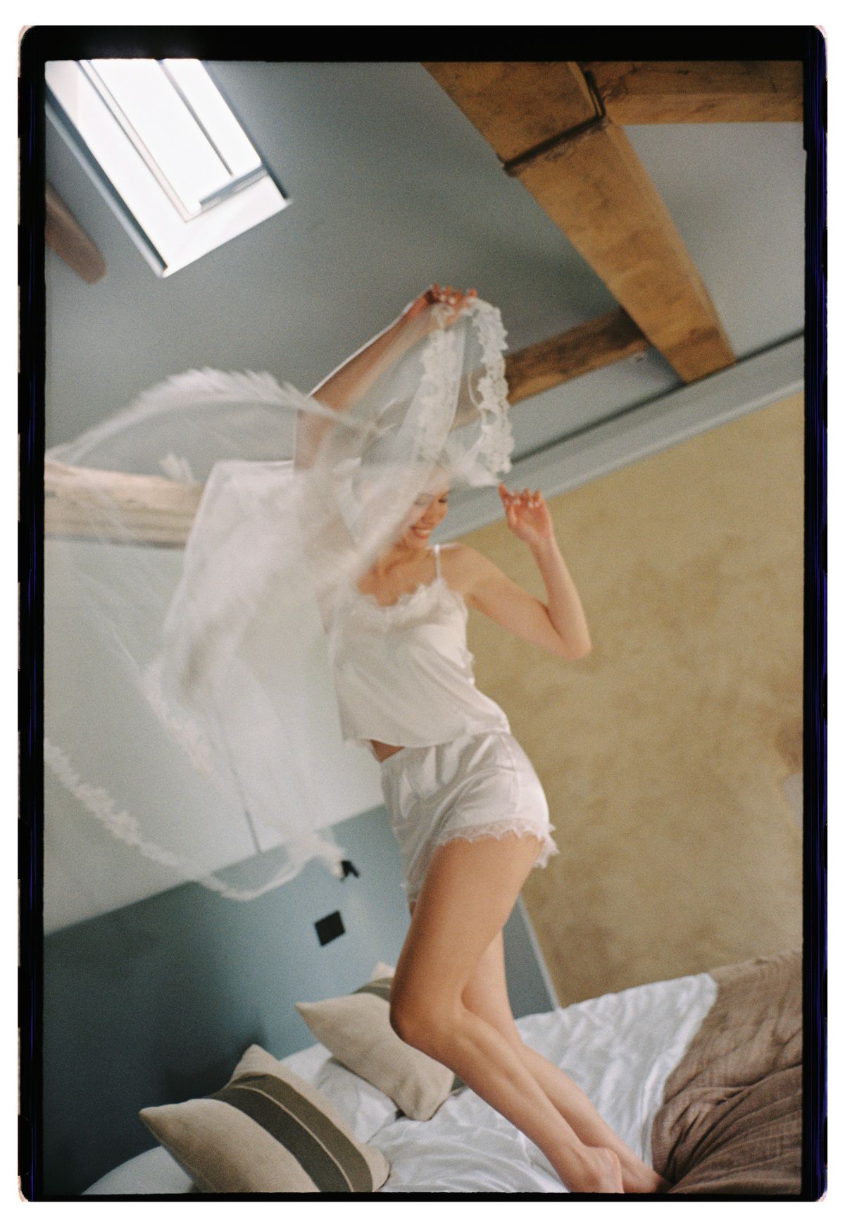 Old money styled shoot at Domaine le Mezo, Brittany, the bride preparing