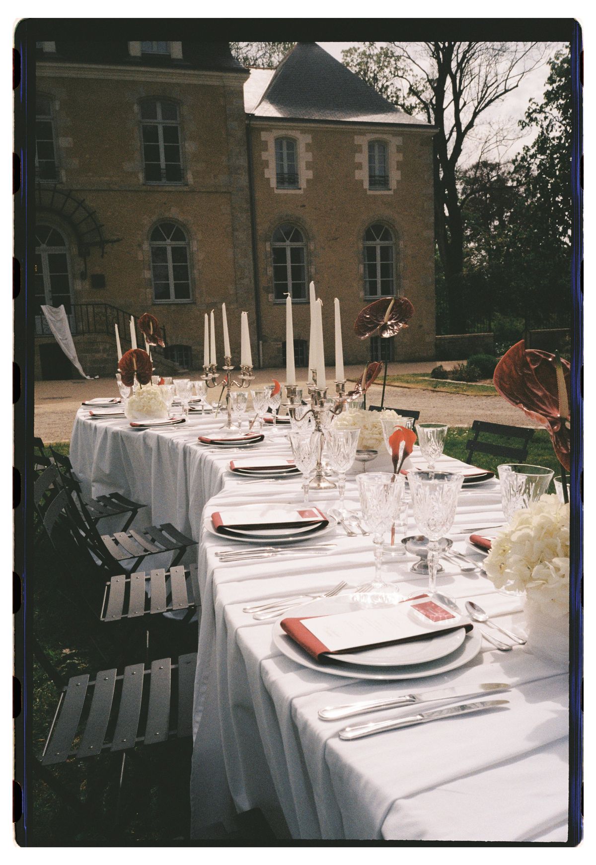 Old money styled shoot at Domaine le Mezo, Brittany, the reception table