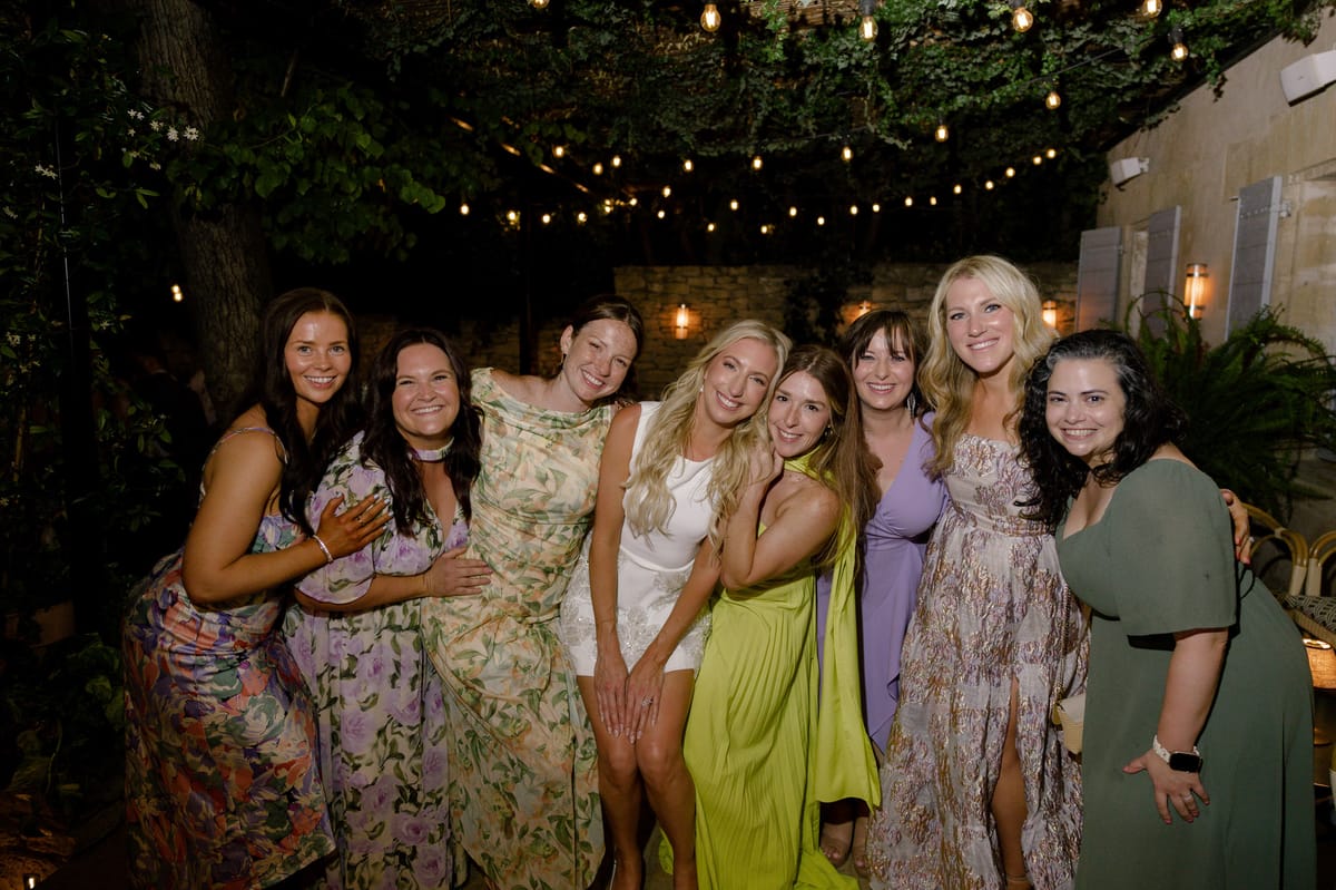 Bride with friends at the evening party