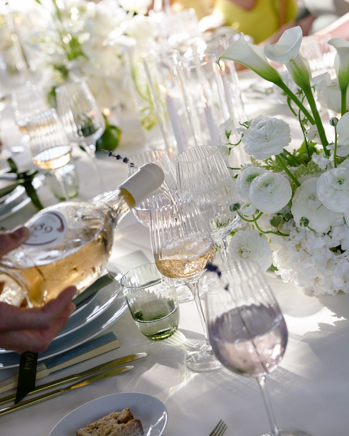 Wine poured at the dinner table