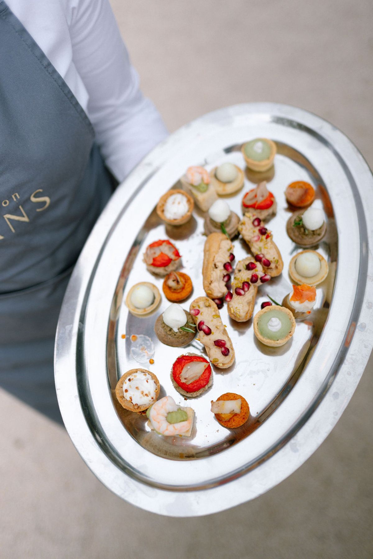 A tray of canapes served during the cocktail hour