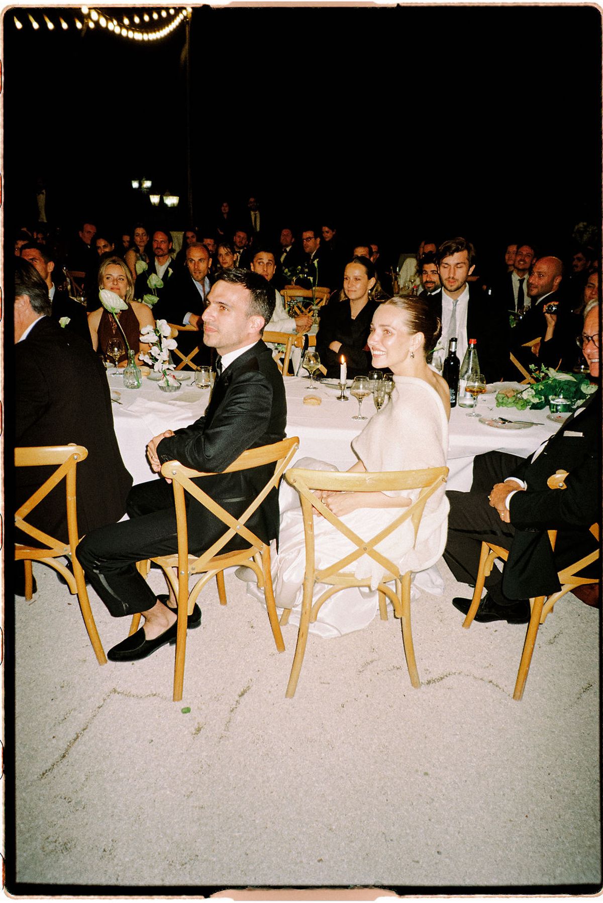 Guests seated together at the reception table