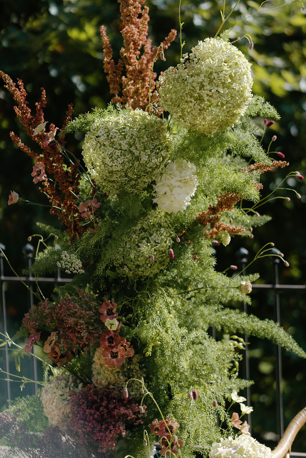 Textured florals in cream, green and rust tones