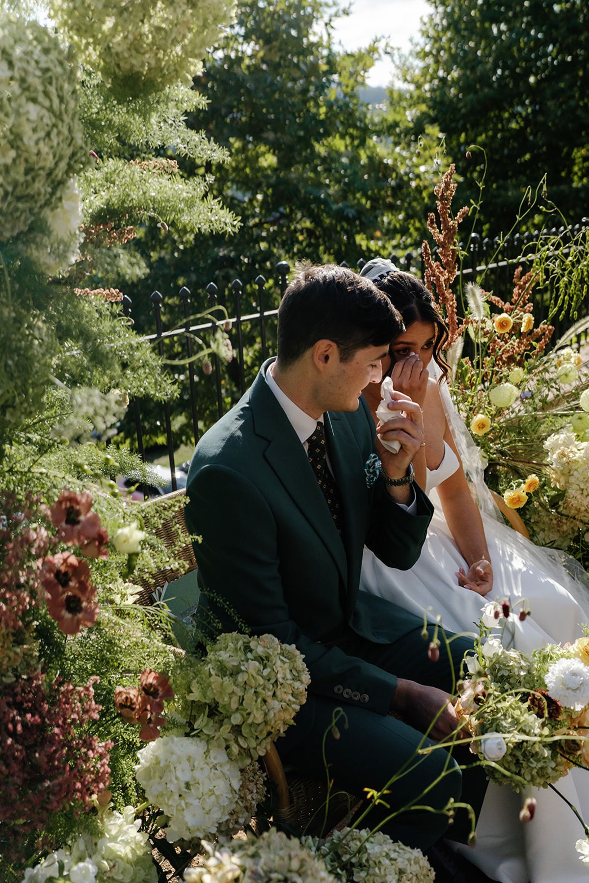 A quiet moment between the couple during the ceremony