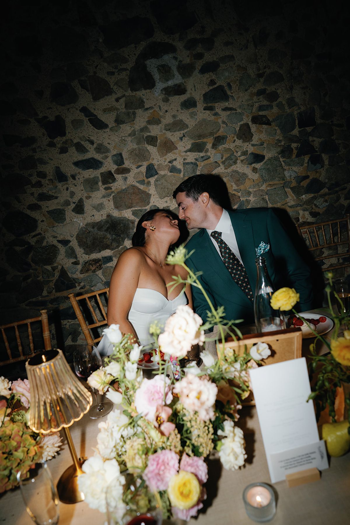 Claire and Baptiste at the table during the evening