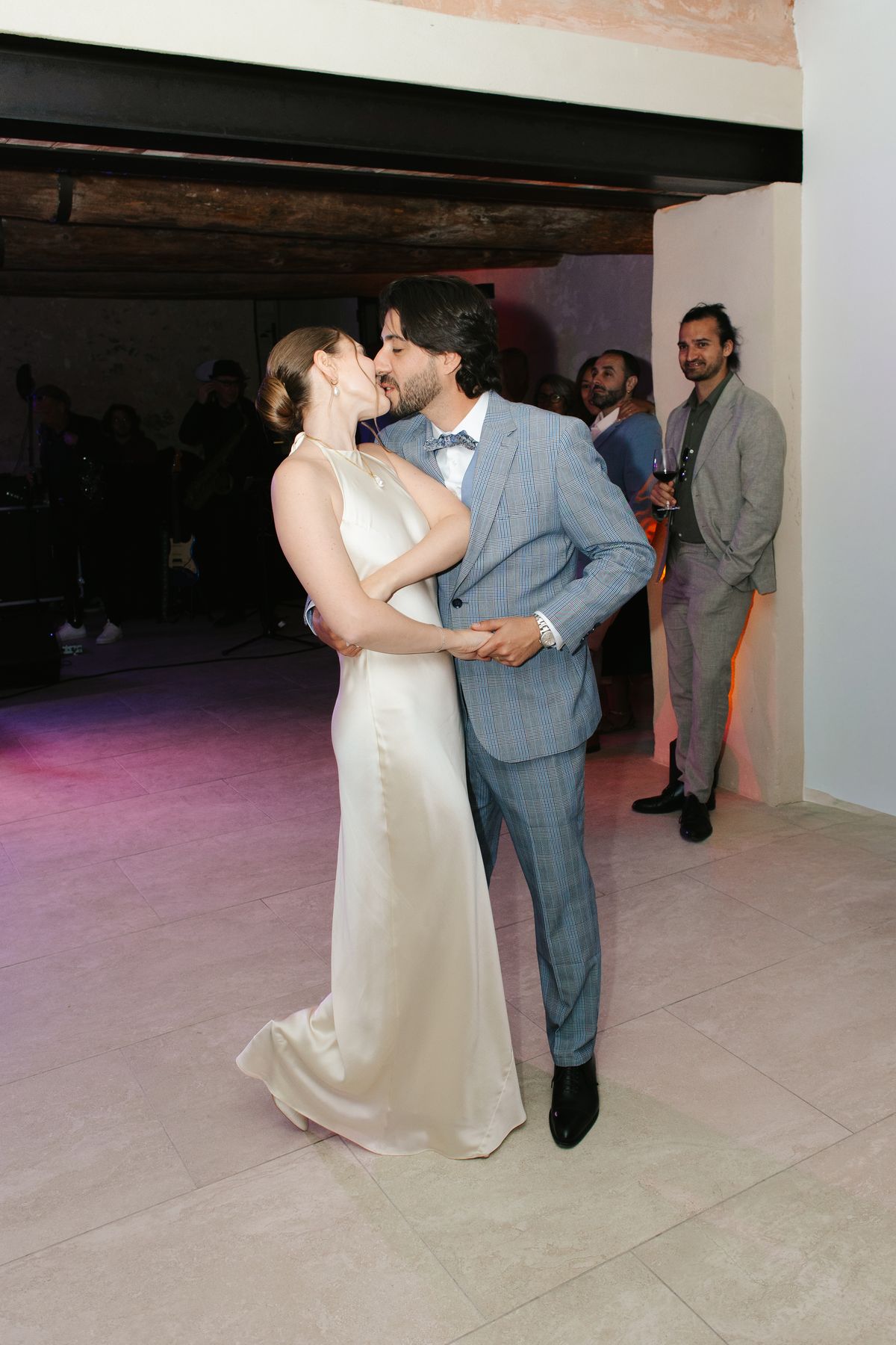 Bride and groom dancing together at their reception