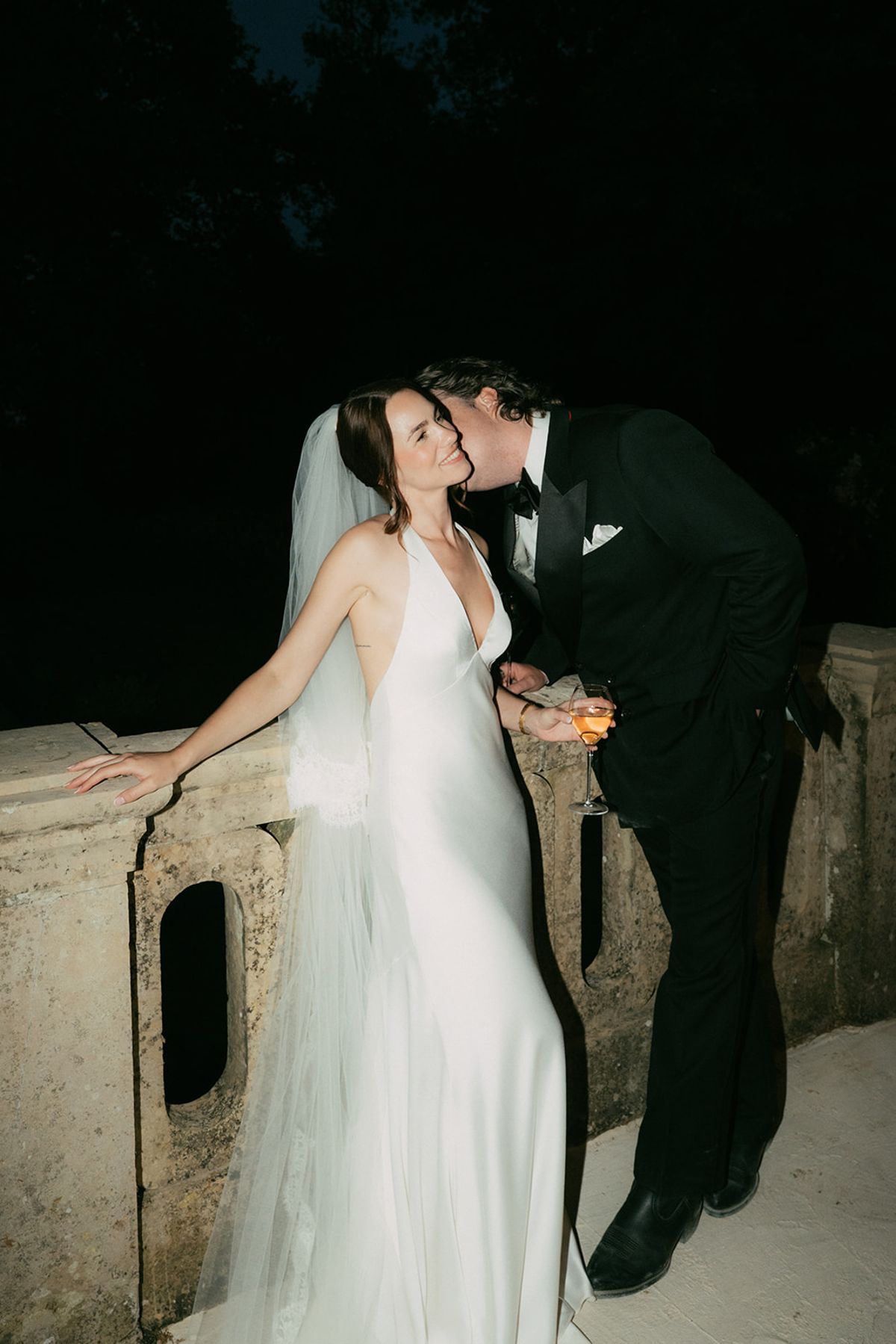 Jasmin and David photographed with flash after dark