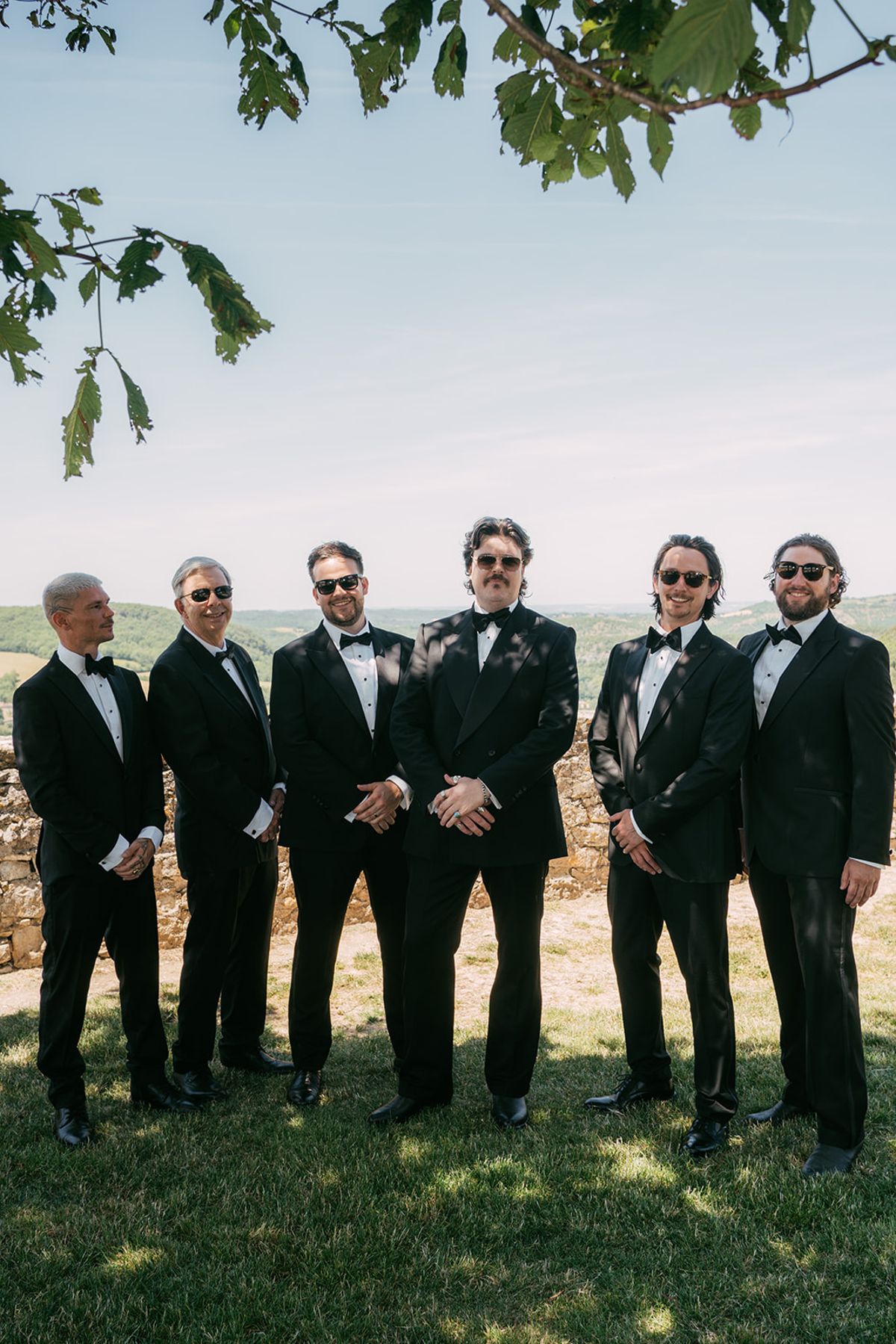Groom and groomsmen at Chateau du Pont Bourguet
