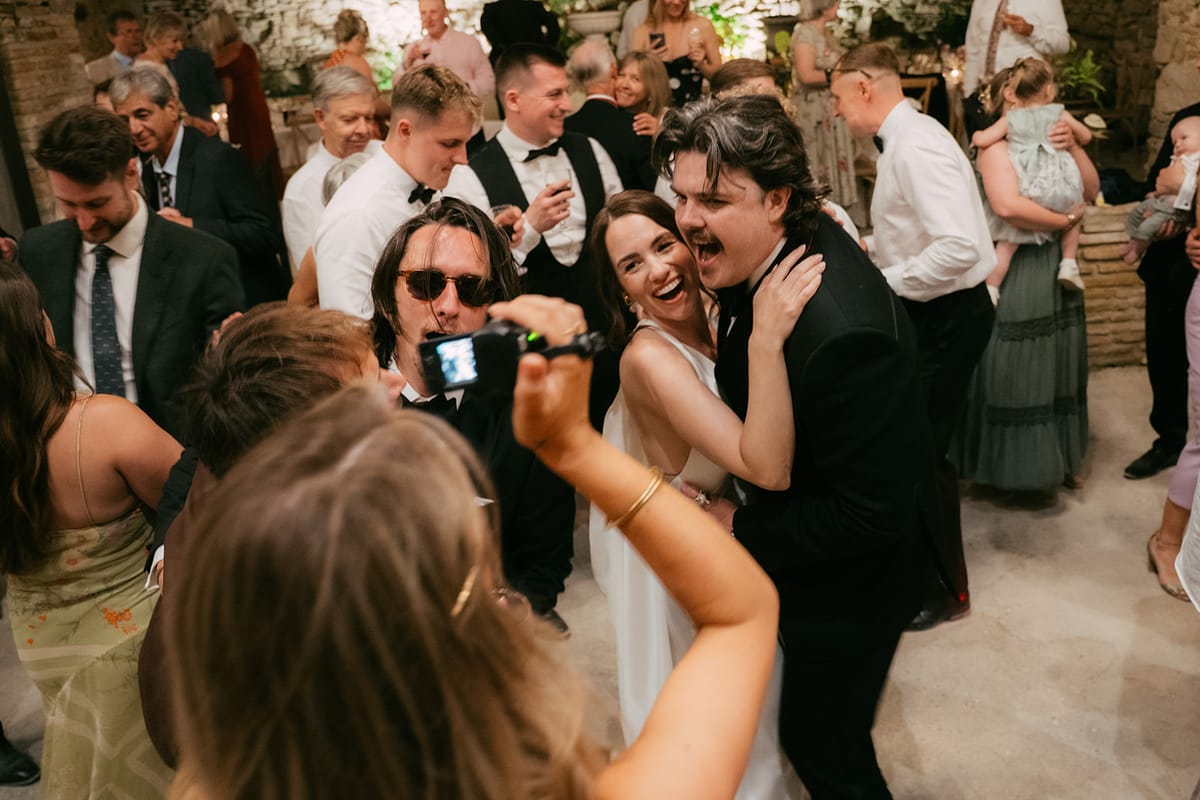Guests dancing late in the evening at Chateau du Pont Bourguet