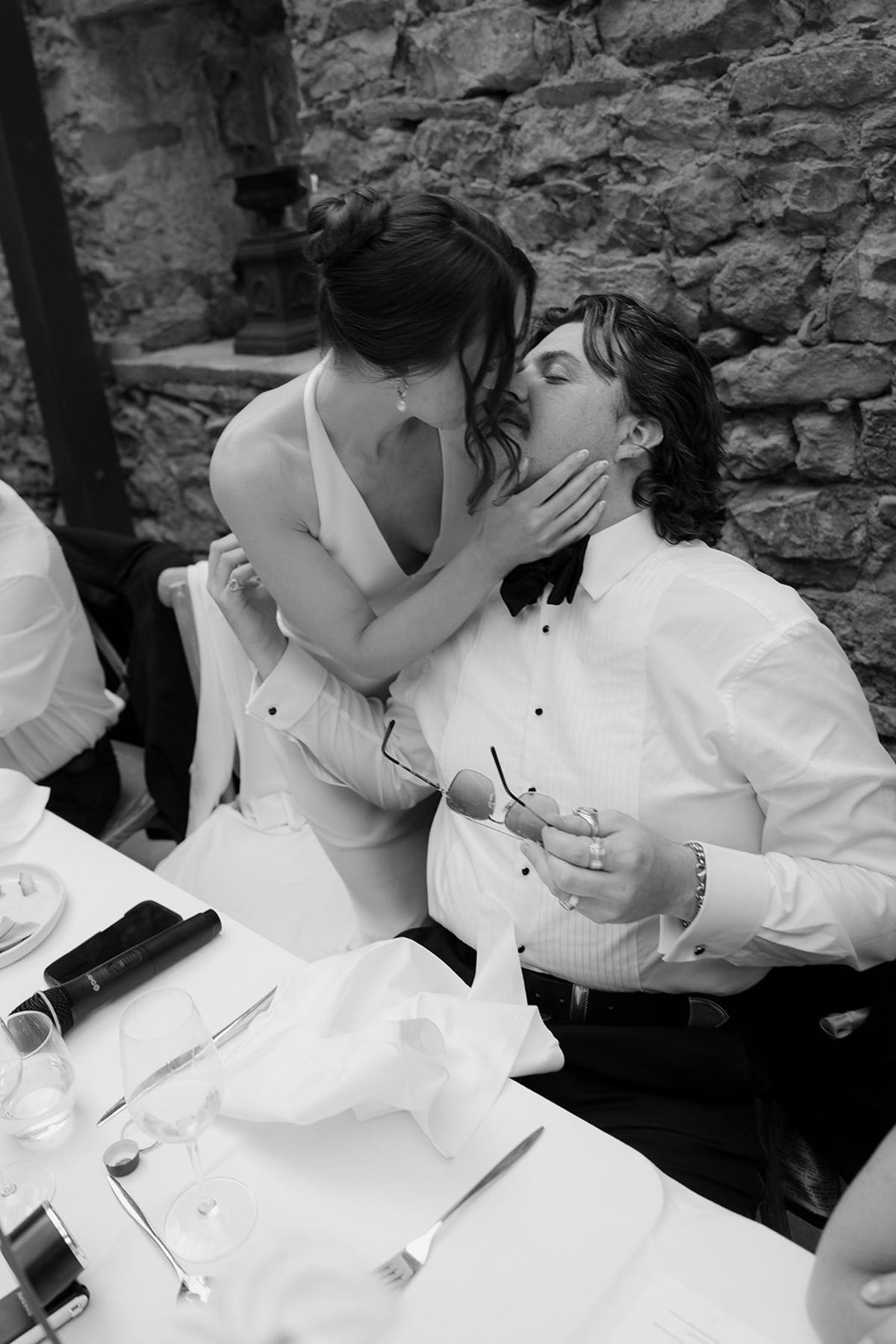 Jasmin and David at the dinner table, Chateau du Pont Bourguet