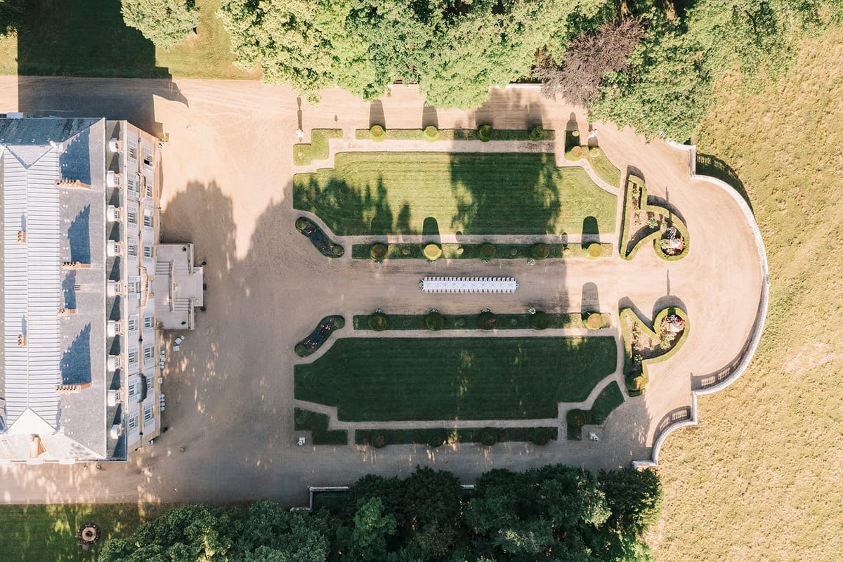 La Chassagne and its formal gardens from directly above