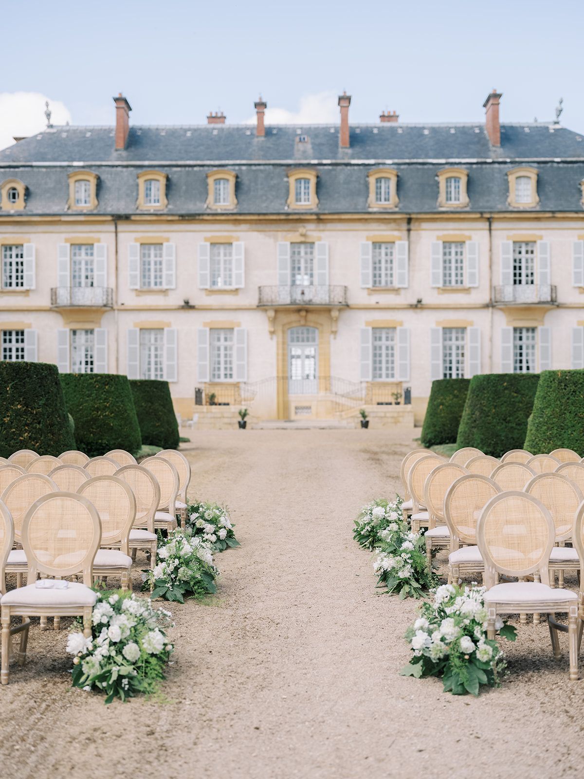 The aisle looking back toward the facade of La Chassagne