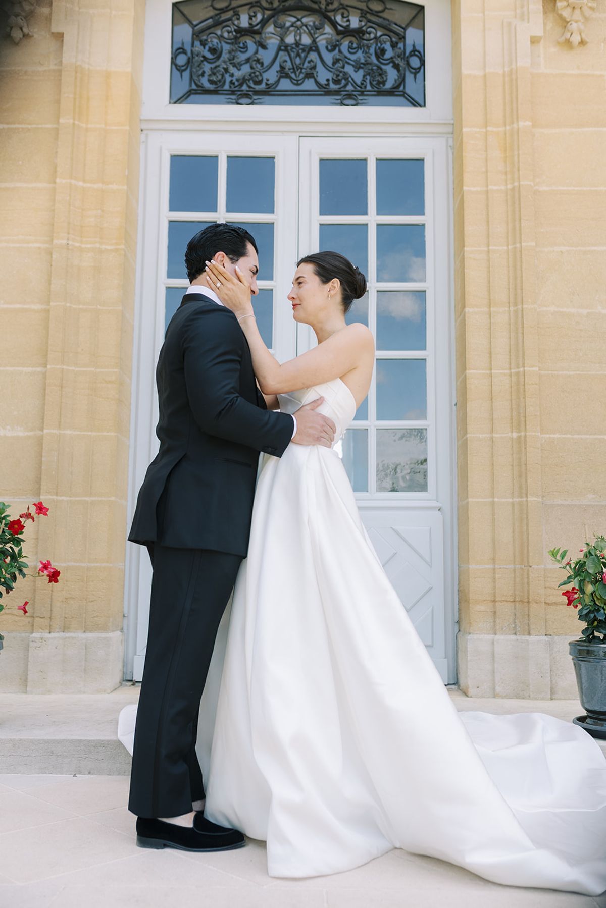 Haley and Tyler embracing at the first look