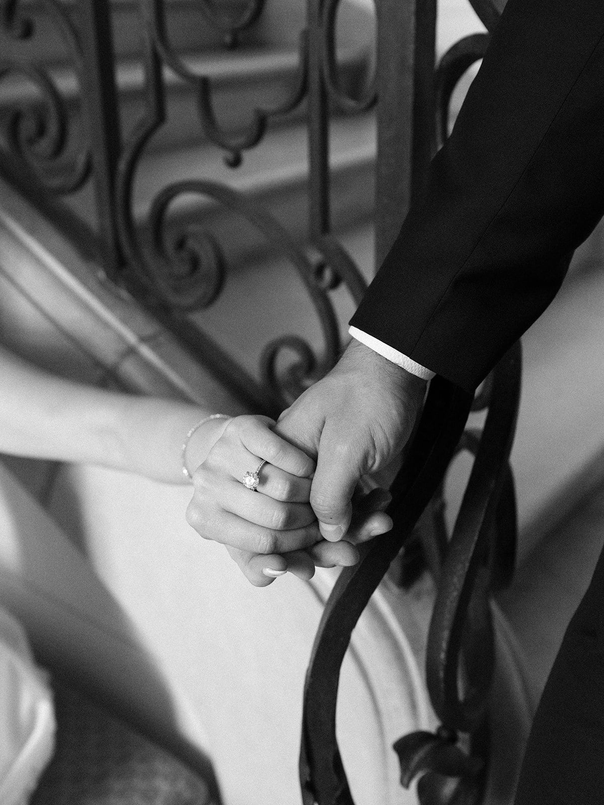 The couple's hands and rings