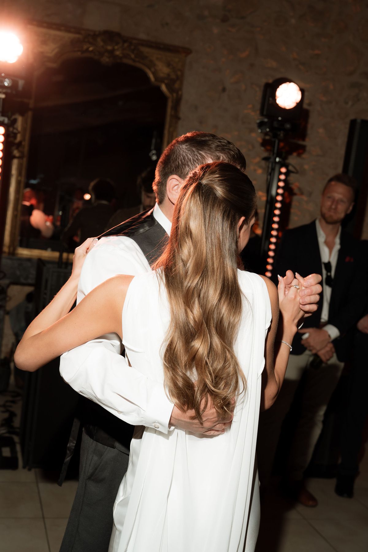 Jori and JD dancing together during the reception at Château Sentout