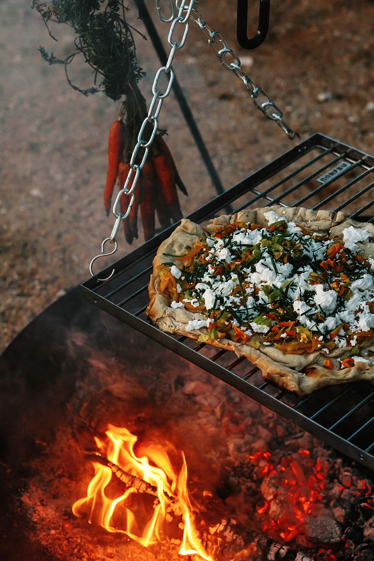 Château de Beaulieu — Food detail — flatbread on the grill