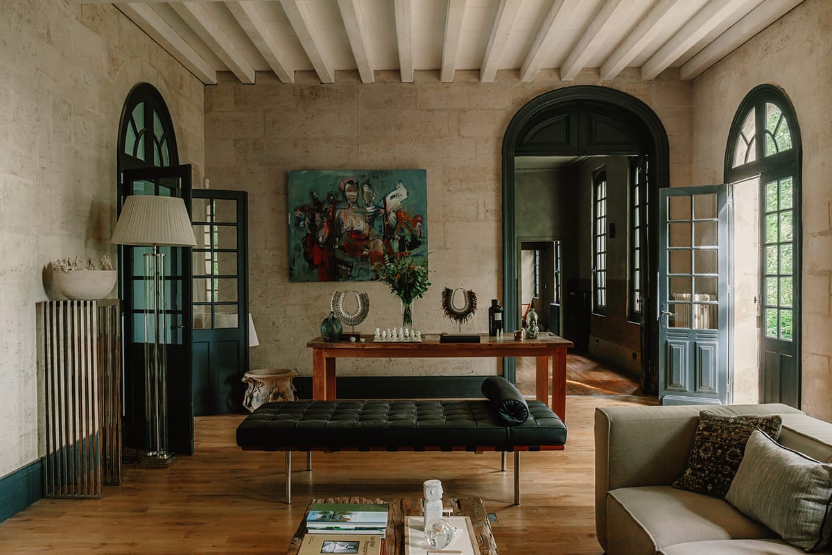 Château de Beaulieu — Living room / salon #2 (stone, beamed)