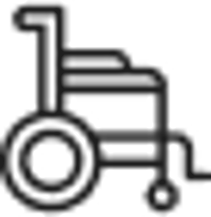 This image is a small, low-resolution icon or pictogram depicting a wheelchair symbol in black and white line art. It does not appear to be a wedding photograph — no people, wedding settings, or event details are visible.