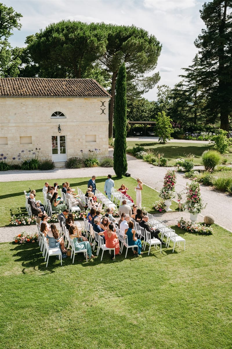 Wedding ceremony setup with white roses